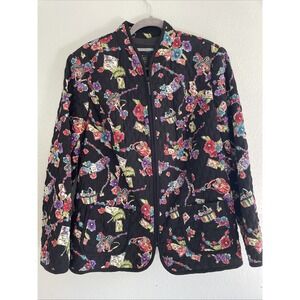 Vintage Quilted Grannycore Jacket Teacher Valentines Cottagecore Lightweight XL